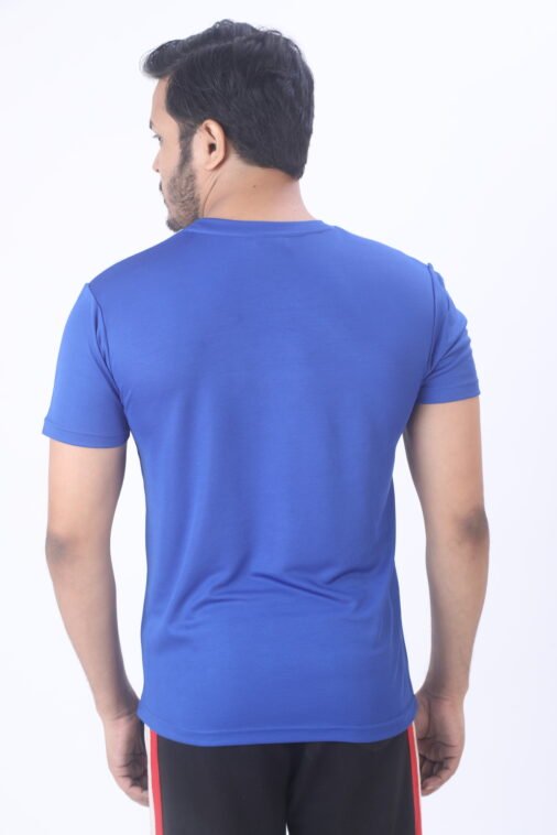 Men Instadry Round Neck Color-Panel T-shirt Royal - Image 4